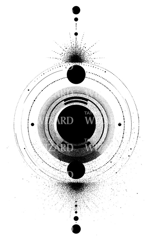 Solar System Radiant Core Tattoo Design