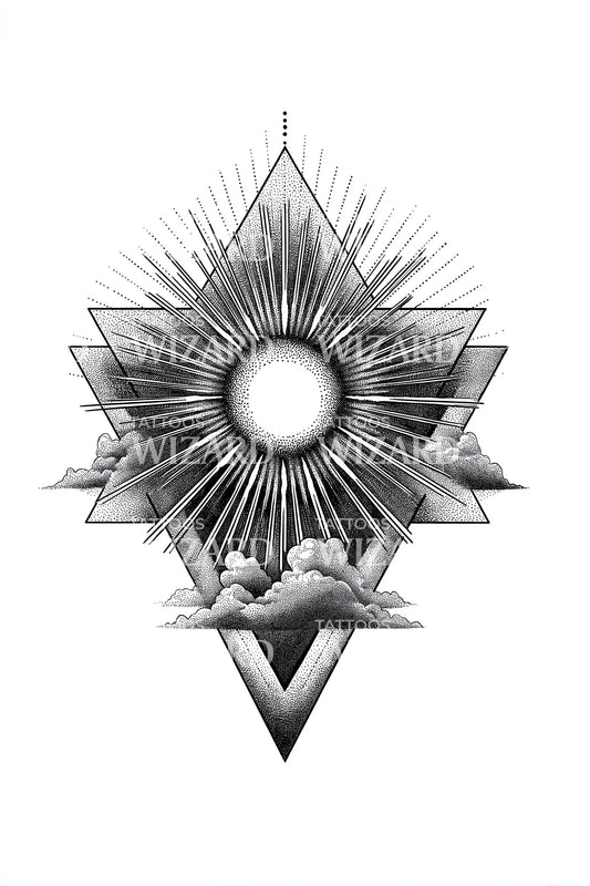 Тату-дизайн с геометрией солнечного зенита
