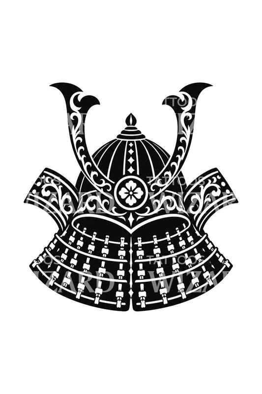 Schwarze Illustration eines gehörnten Helms