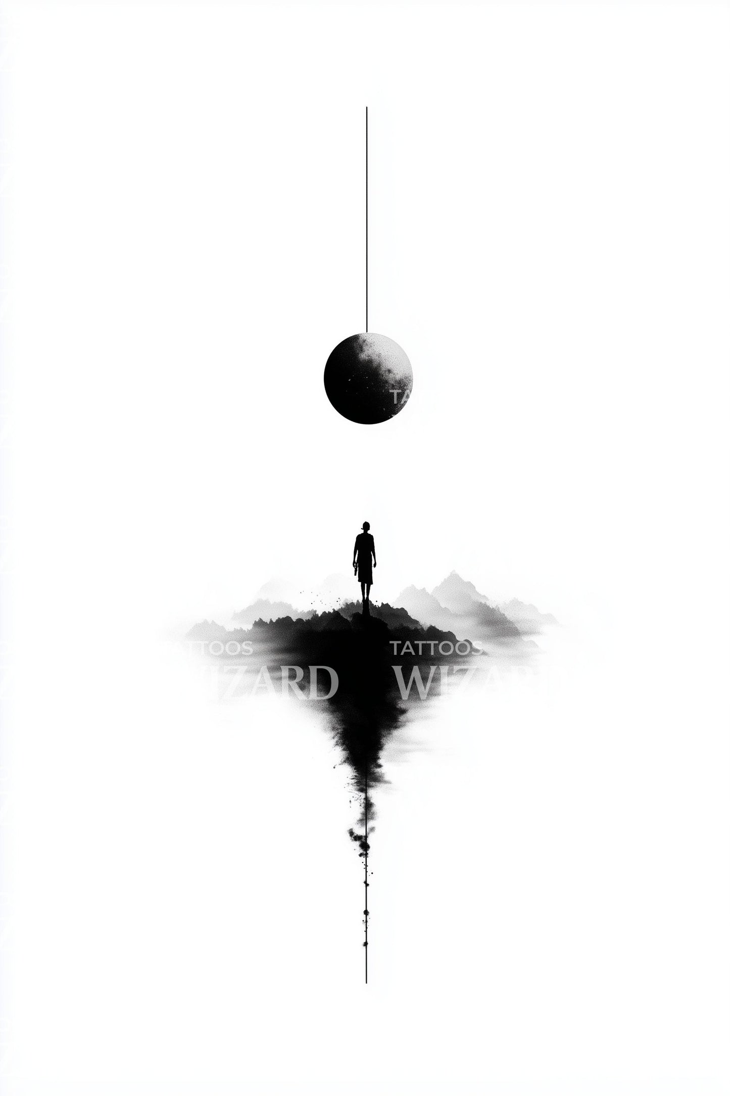 Ilustrace tetování Výstup na osamělý vrchol