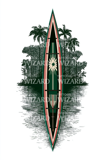 Design de tatouage de pirogue du lagon des îles Salomon