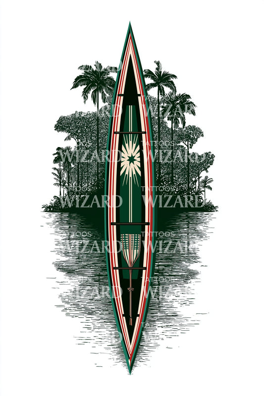 Design de tatouage de pirogue du lagon des îles Salomon