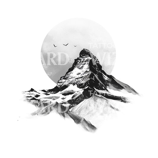 Somber Summit Tattoo Design