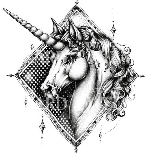 Somptueuse conception de tatouage de licorne