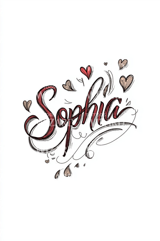 Sophia Name Script Tattoo Design