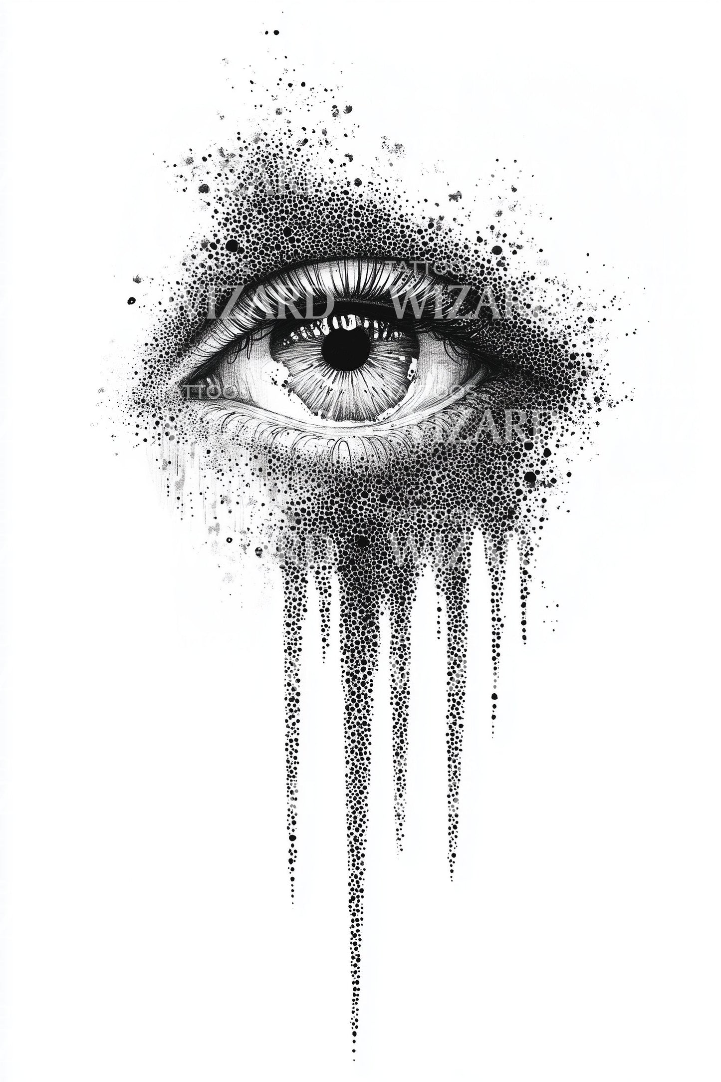 Sorrowful Eye Drip Tattoo Design