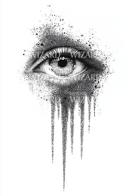 Sorrowful Eye Drip Tattoo Design