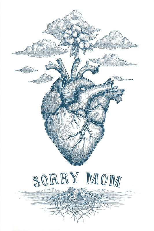 Sorry Mom Anatomical Heart Tattoo Design