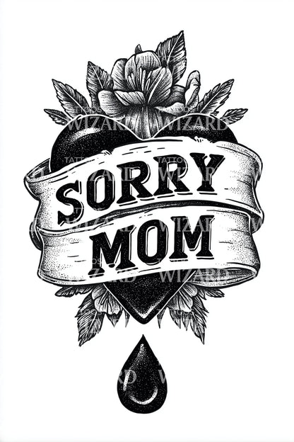 Sorry Mom Banner Tattoo Design