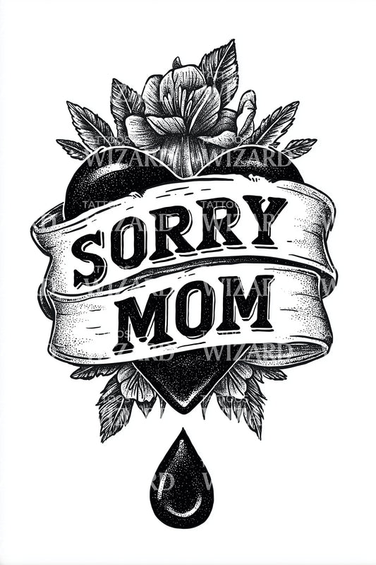 Sorry Mom Banner Tattoo Design