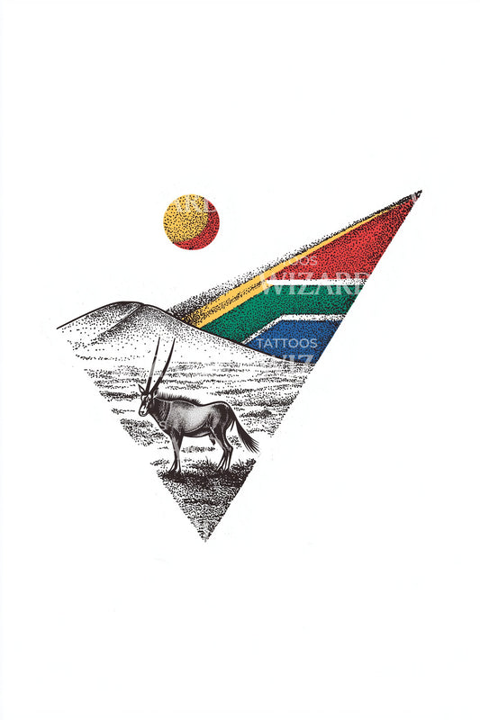 Diseño de tatuaje de bandera de montaña de Sudáfrica
