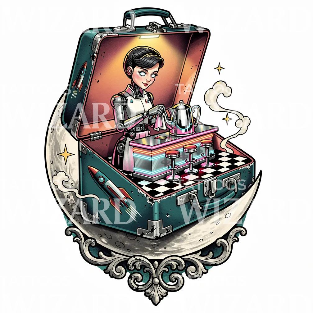 Space Diner Android Tattoo Design