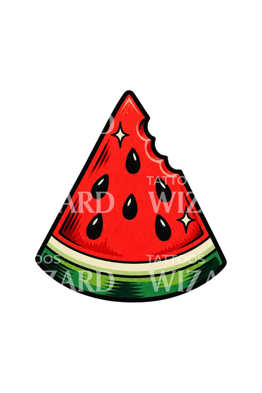 Sparkling Watermelon Wedge Summer Flash Tattoo Idea