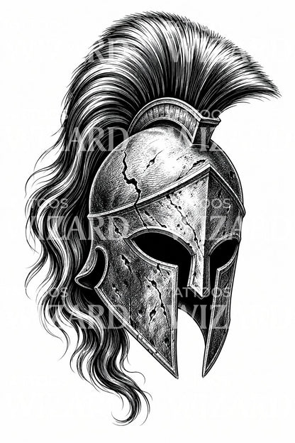 Diseño de tatuaje de casco espartano