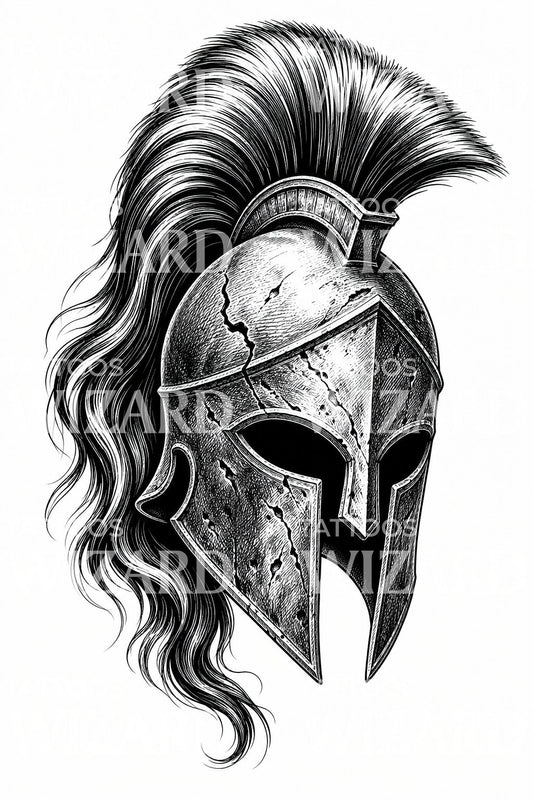 Diseño de tatuaje de casco espartano