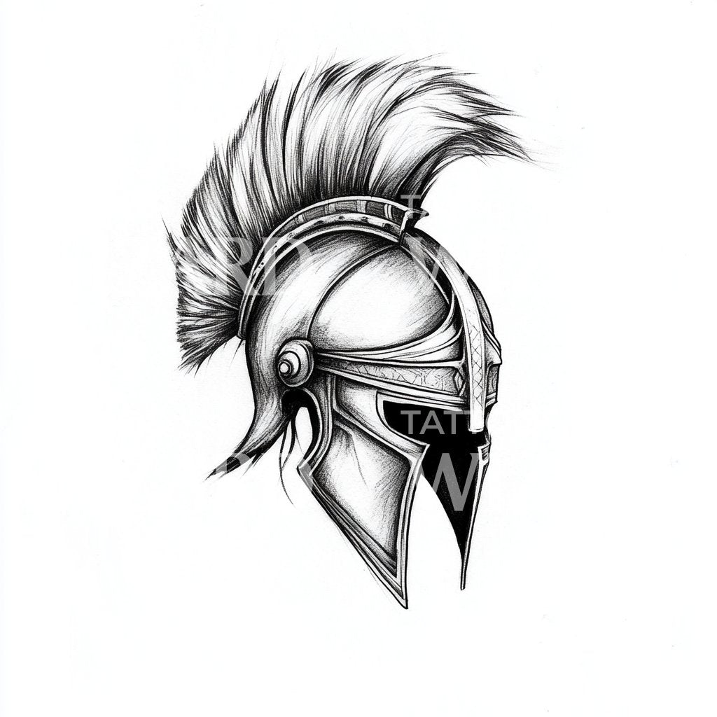 Design del Tatuaggio Schizzo del Casco del Guerriero Spartano