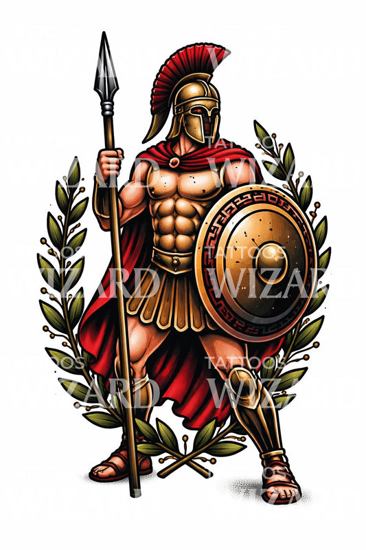 Spartan Warrior Shield Tattoo Design