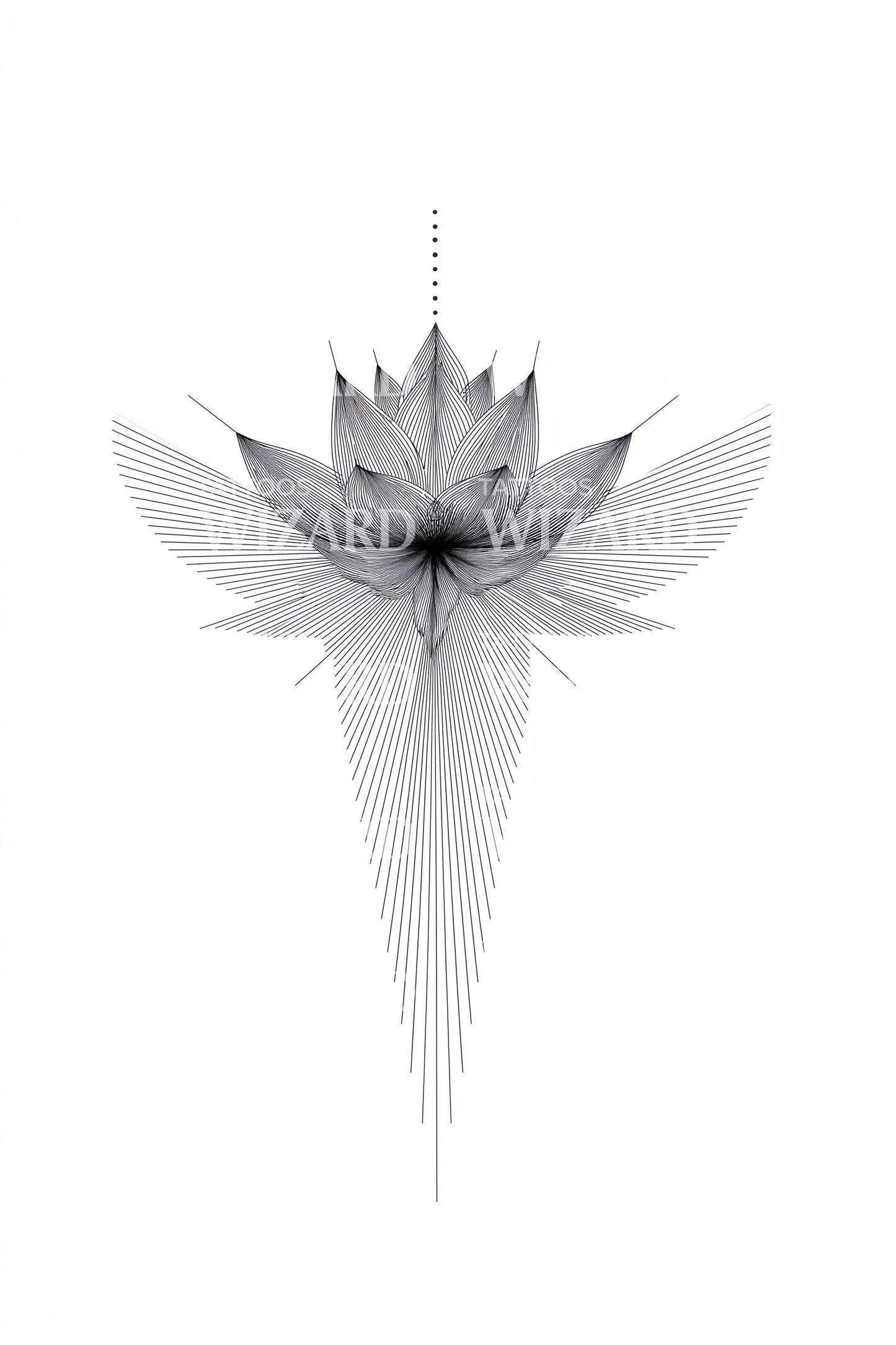Diseño de tatuaje geométrico de loto atravesado