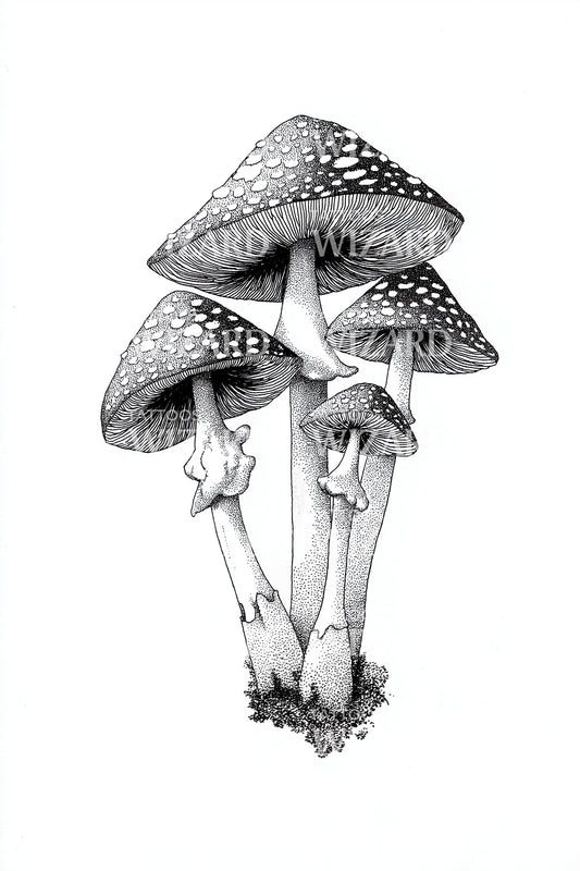Speckled Cap Mushrooms Tattoo Design