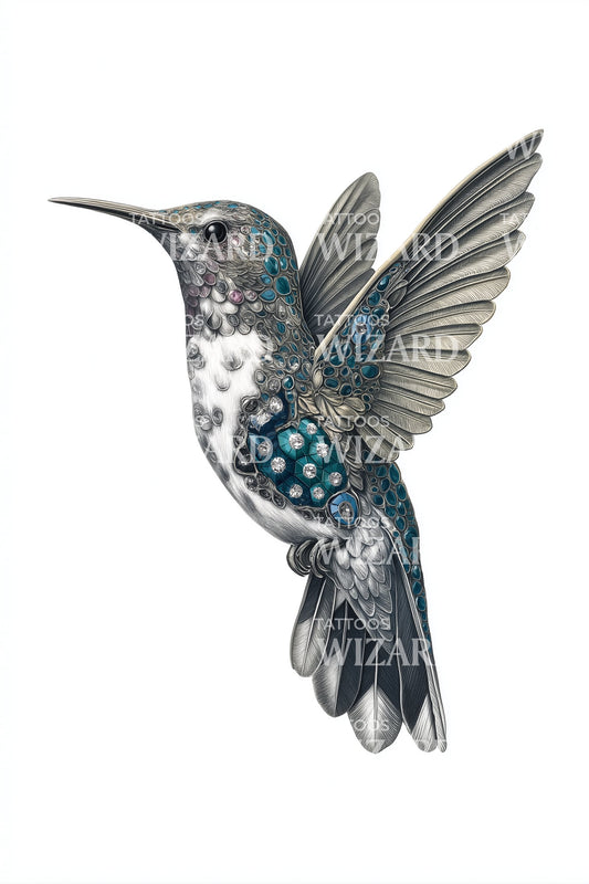 Speckled Hummingbird Flight Tattoo Design