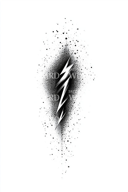 Speckled Lightning Bolt Tattoo Illustration