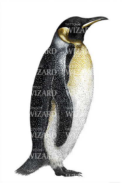Speckled Penguin Profile Tattoo Design