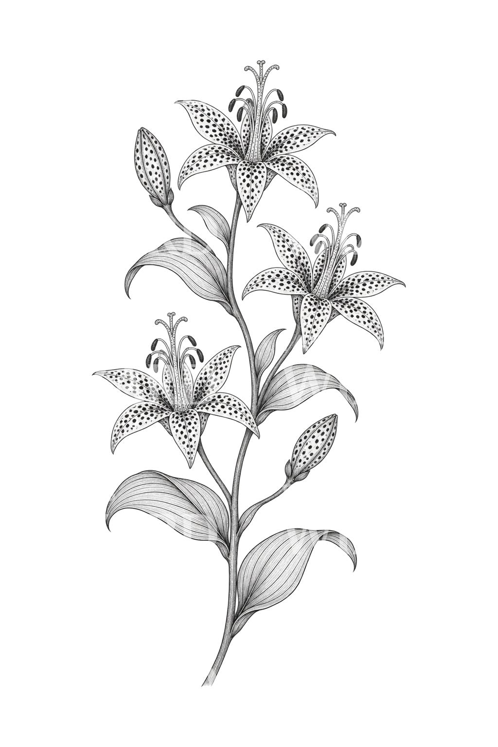 Diseño de tatuaje de tallo de lirio sapo moteado
