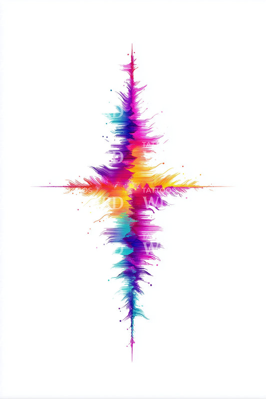 Spectrum Line Cross Tattoo Design