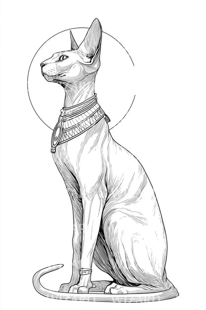 Sphynx-Katzen-Heiligenschein-Tattoo-Design