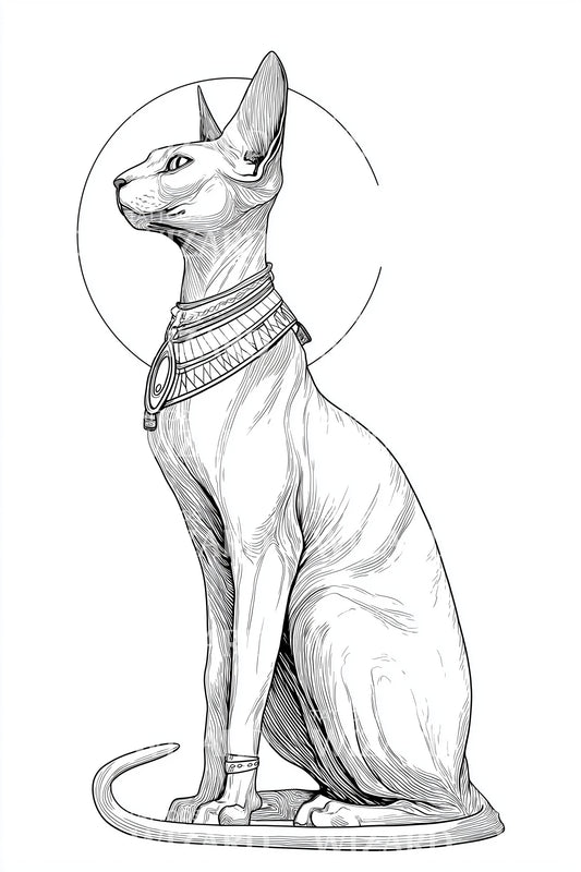 Sphynx-Katzen-Heiligenschein-Tattoo-Design