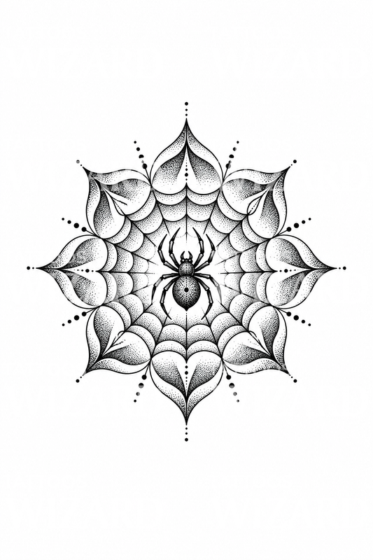 Spider Web Mandala Dotwork Tattoo
