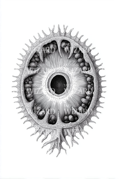Spiked Cell Cross Section Tattoo Illustration