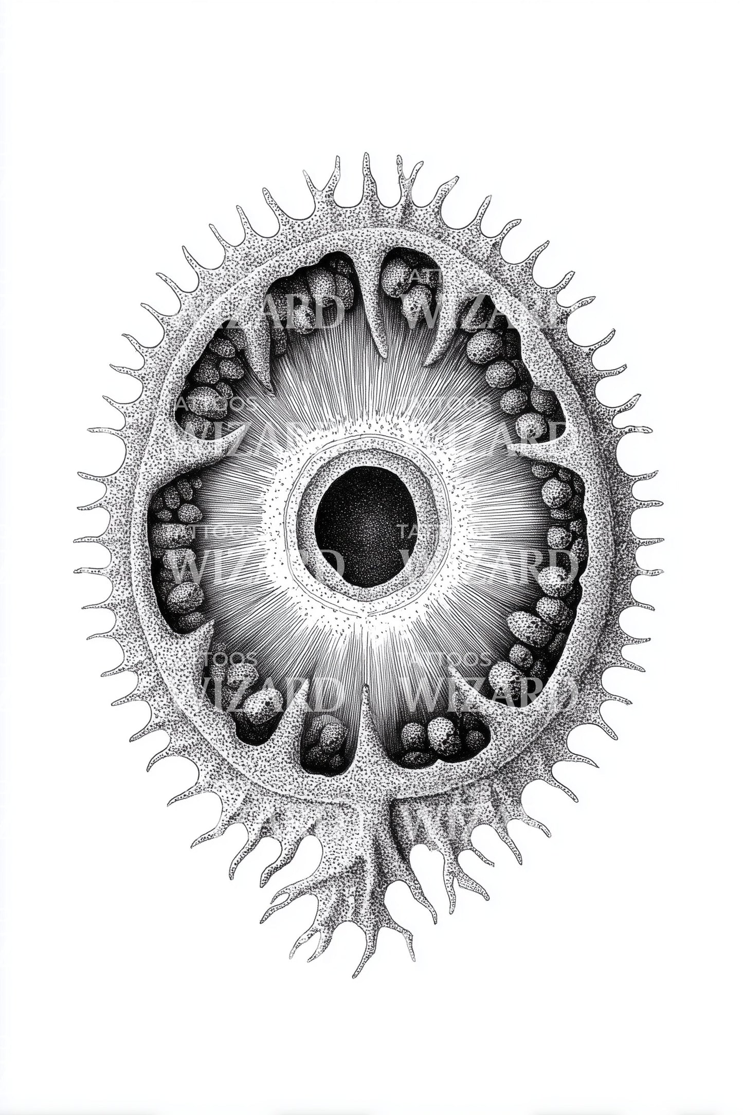 Spiked Cell Cross Section Tattoo Illustration