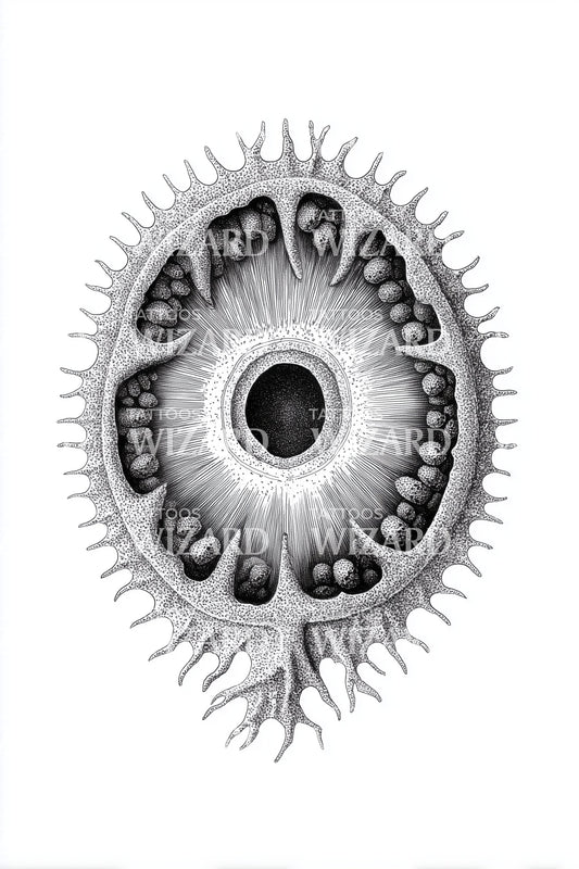 Spiked Cell Cross Section Tattoo Illustration