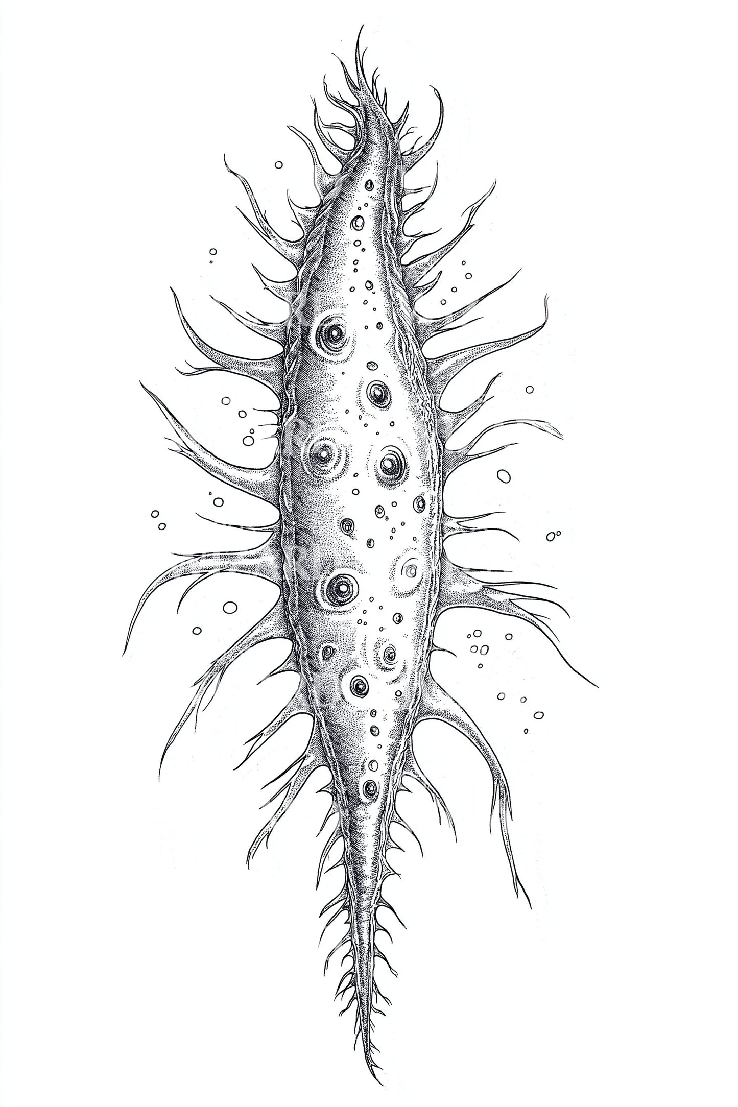 Spiked Diatom Creature Tattoo Design