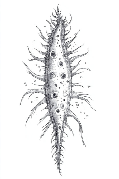 Spiked Diatom Creature Tattoo Design