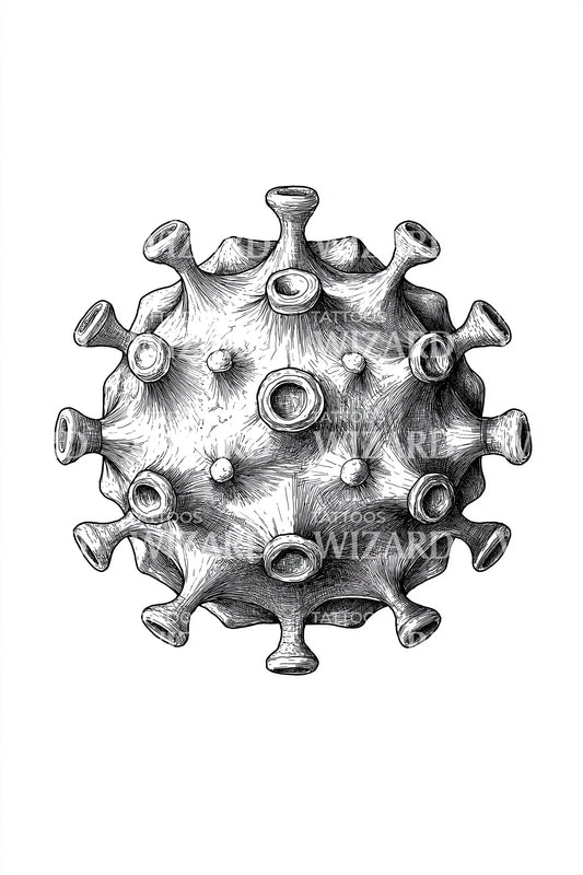 Spiked Microbe Sphere Tattoo Design