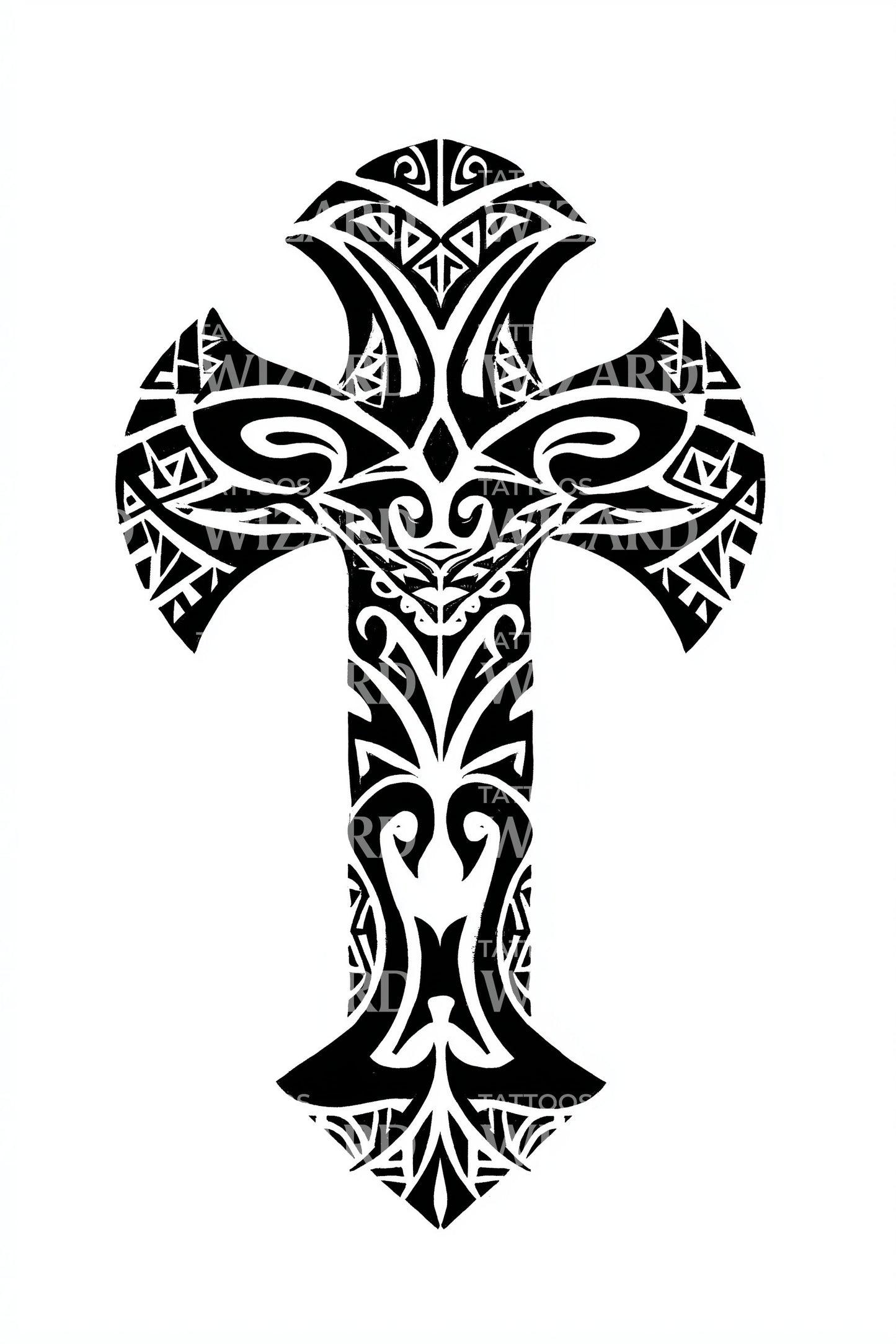 Spiked Tribal Cross Tattoo Design