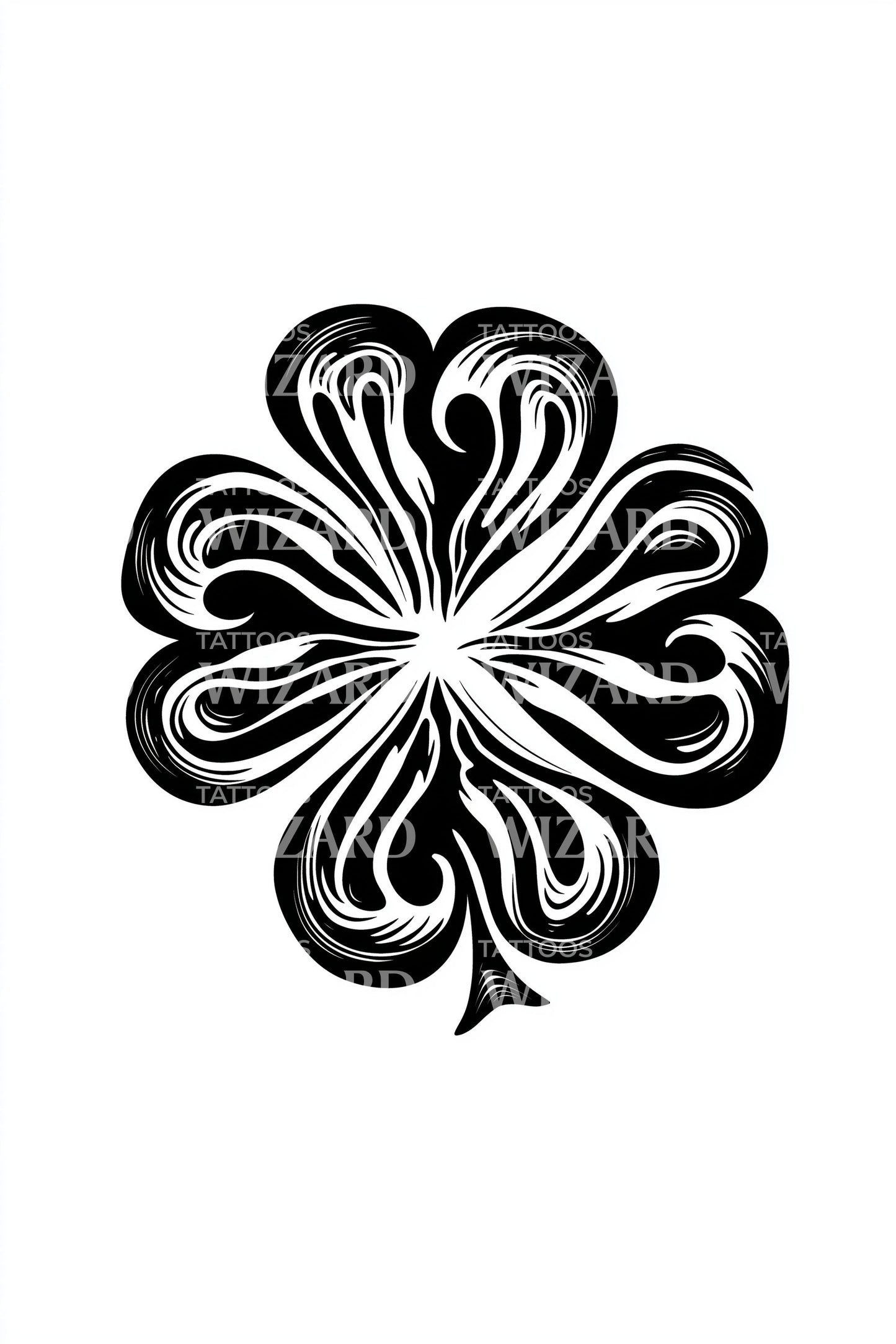 Spiral Clover Charm Tattoo Design