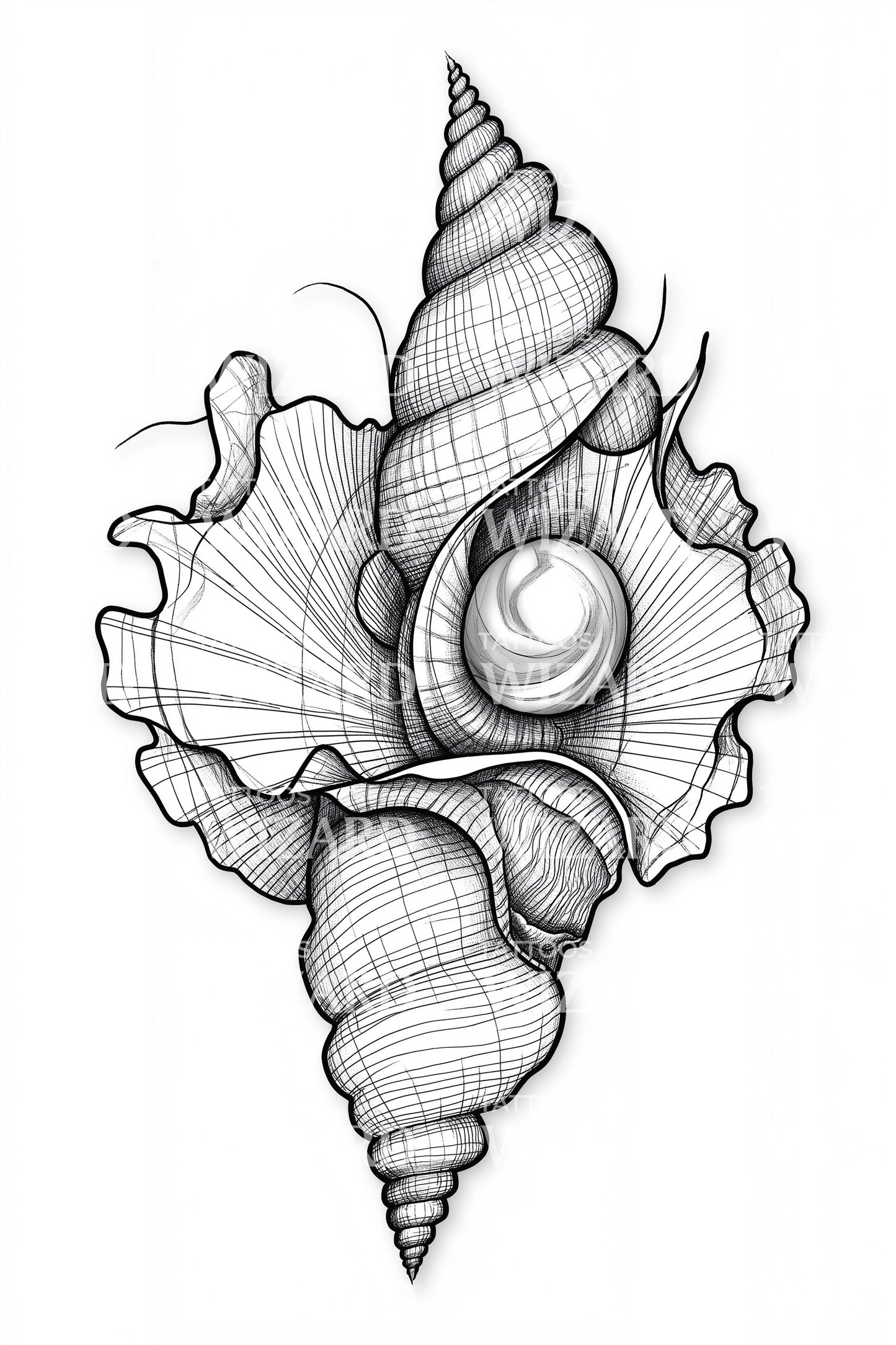 Ilustração de Tatuagem Maravilha da Espiral de Concha