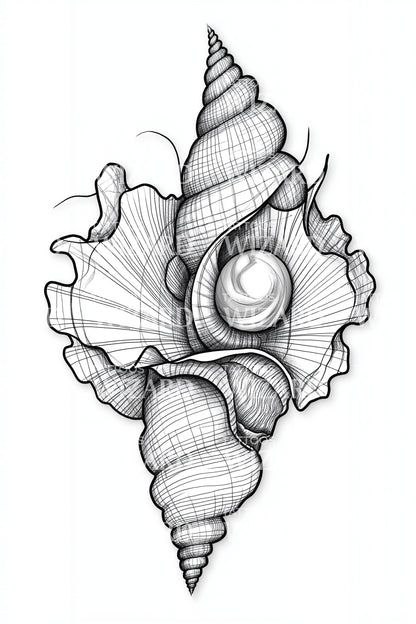 Ilustración de tatuaje maravilla de caracola en espiral