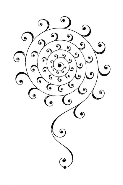 Diseño de tatuaje ornamental con espiral caligráfica