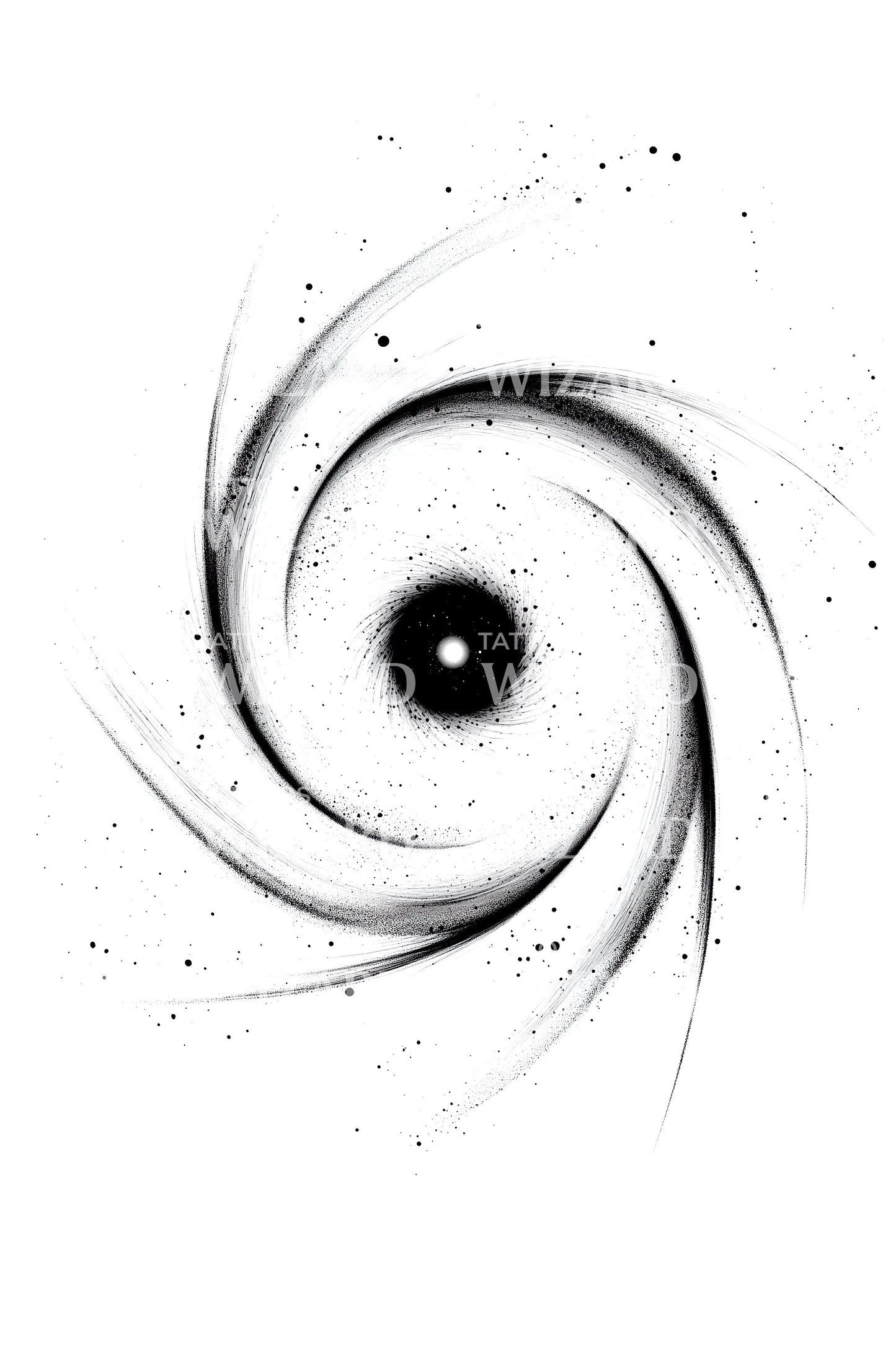 Spiral Galaxy Vortex Core Tattoo Design