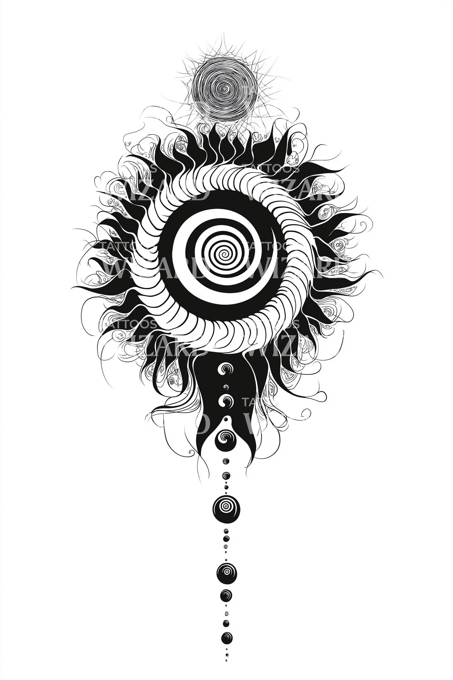 Diseño de tatuaje tótem mandala en espiral