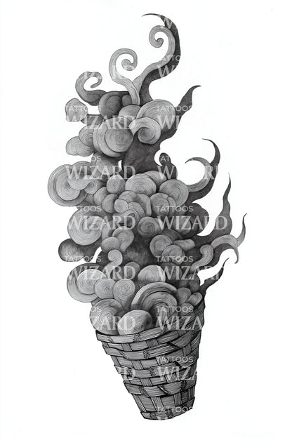 Spiral Smoke Totem Tattoo Design