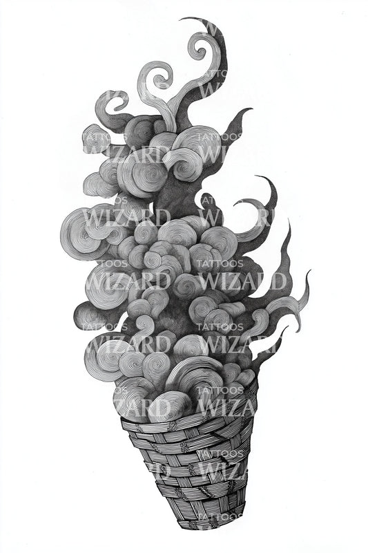 Spiral Smoke Totem Tattoo Design
