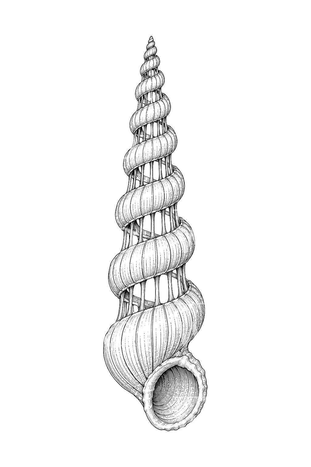 Idée de tatouage de coquillage wentletrap en escalier spiralé