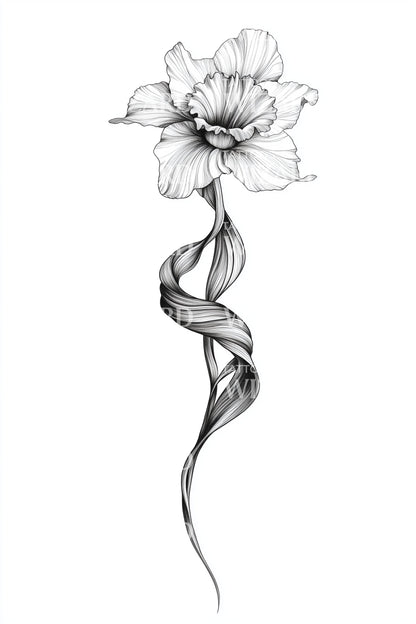 Spiral stilk blomst tatoveringsdesign
