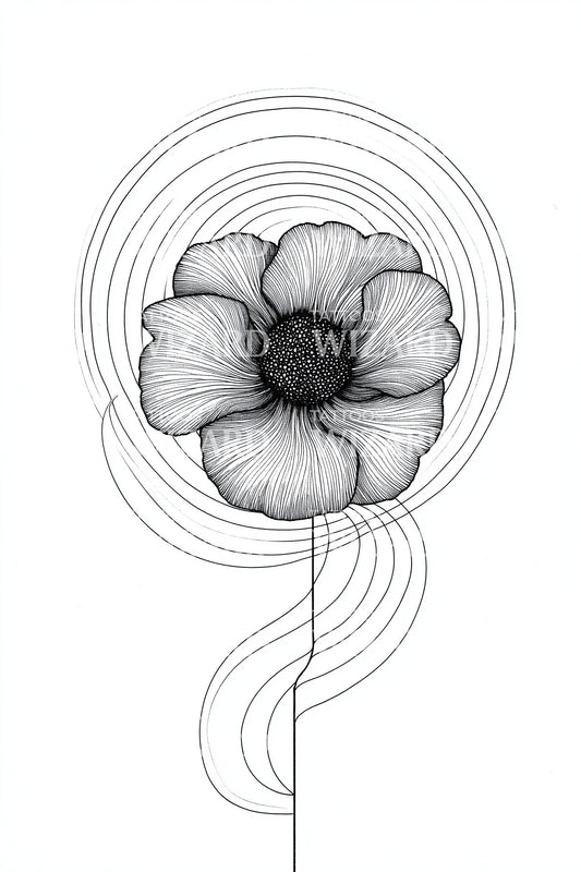 Ideia de Tatuagem de Pétala com Caule em Espiral