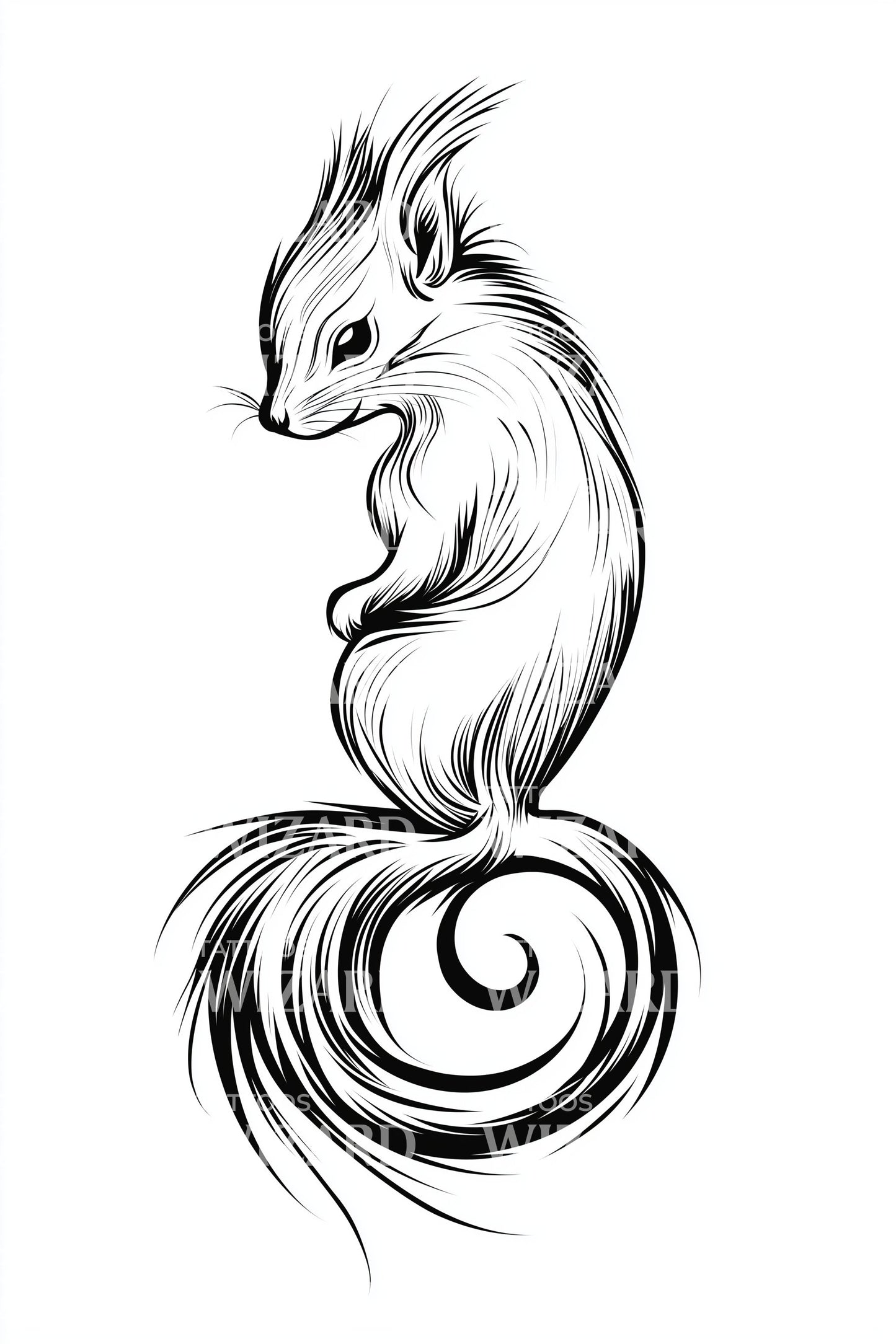 Spiral Tail Squirrel Tattoo Design